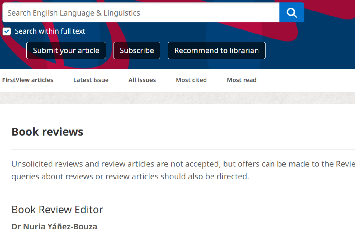 Nuria Yáñez, ELL Review editor